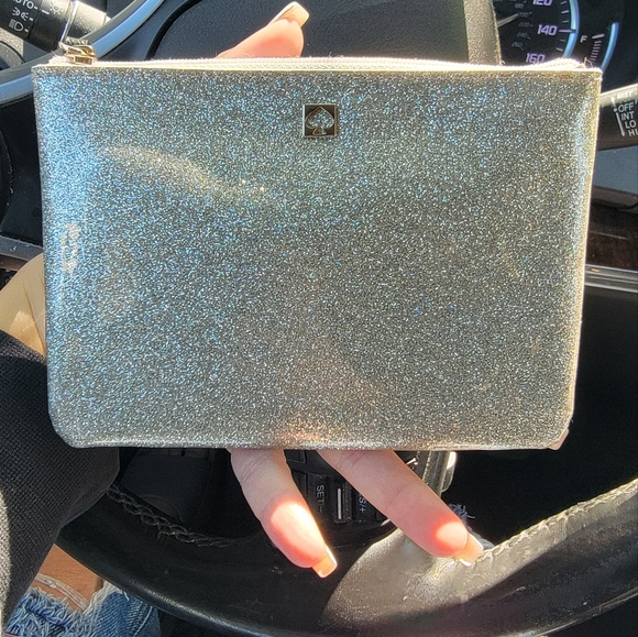 kate spade Handbags - KATE SPADE Mavis Street Gia Pouch Clutch Silver Glitter Bling
